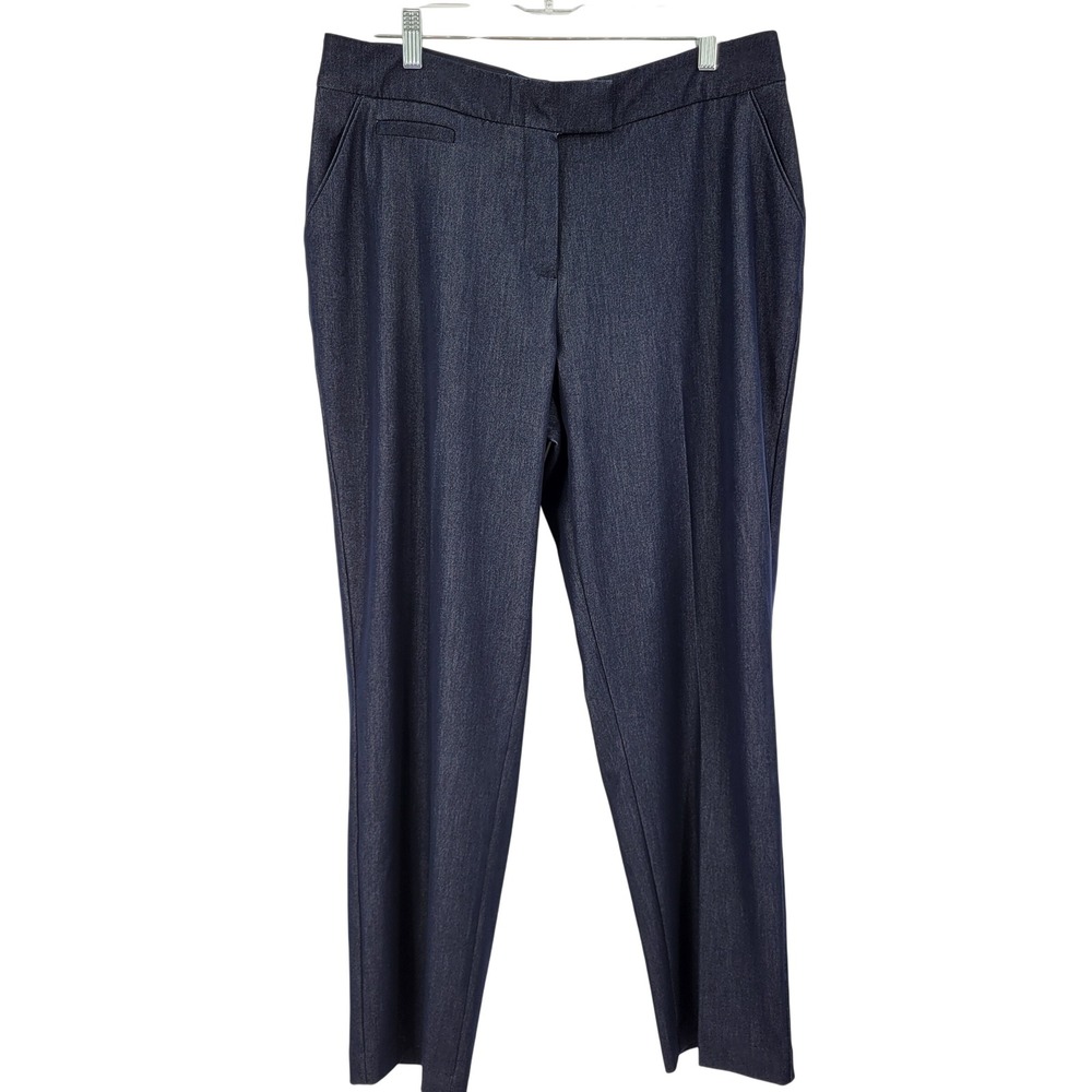 Blue Straight Leg Dress Pants Women 12S Trousers Workwear Office Capsule Stretch